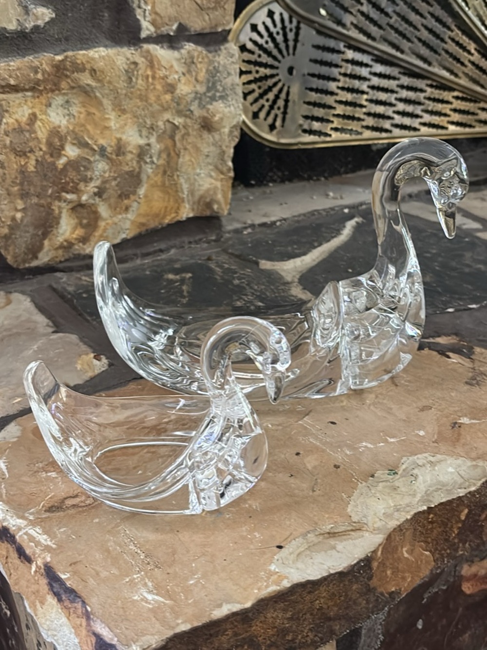 Clear acrylic Swan Figurines - Set of 2